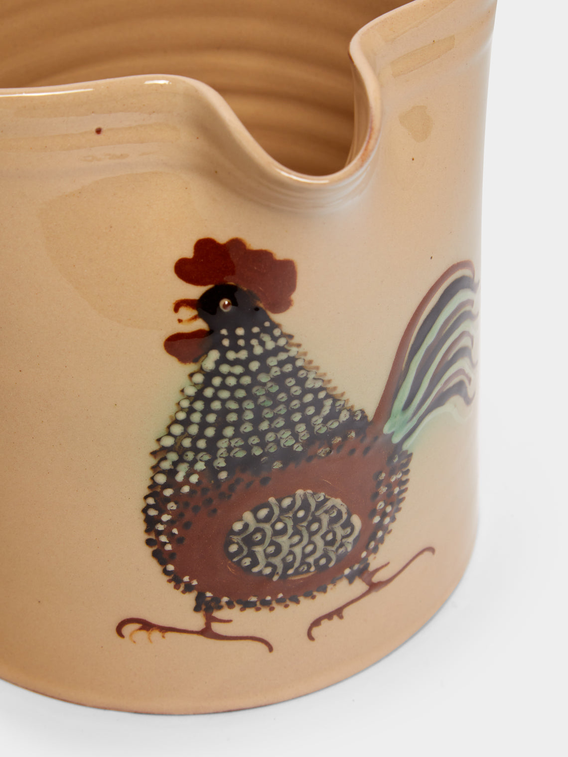 Poterie d’Évires - Chickens Hand-Painted Ceramic Straight-Edge Jug -  - ABASK