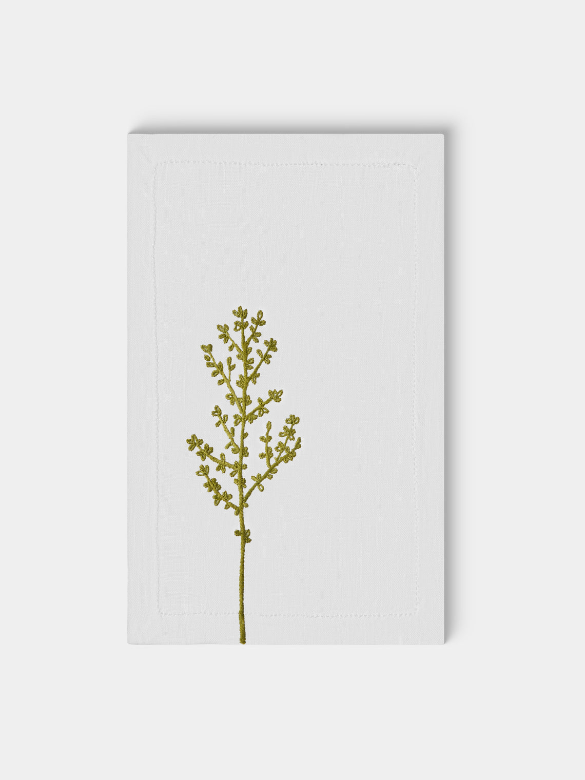 Taf Firenze - | Set of 6 | Fauna Hand-Embroidered Linen Cocktail Napkins - White - ABASK