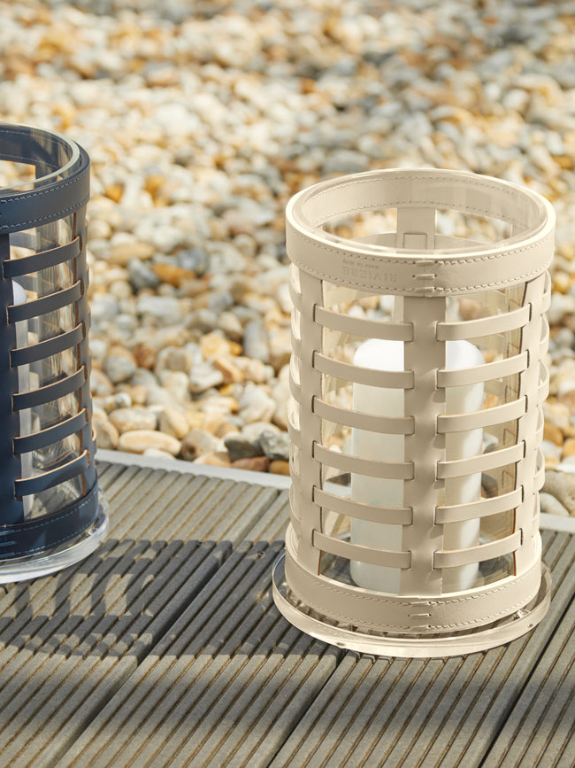 Riviere - Barcelona Water-Resistant Leather 
Hurricane Candle Holder - Ivory - ABASK