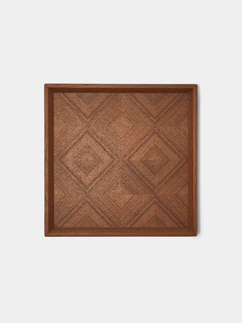 Mori Kougei - Poke Teak Square Tray (10.5in/26.5cm) - Brown - ABASK - 