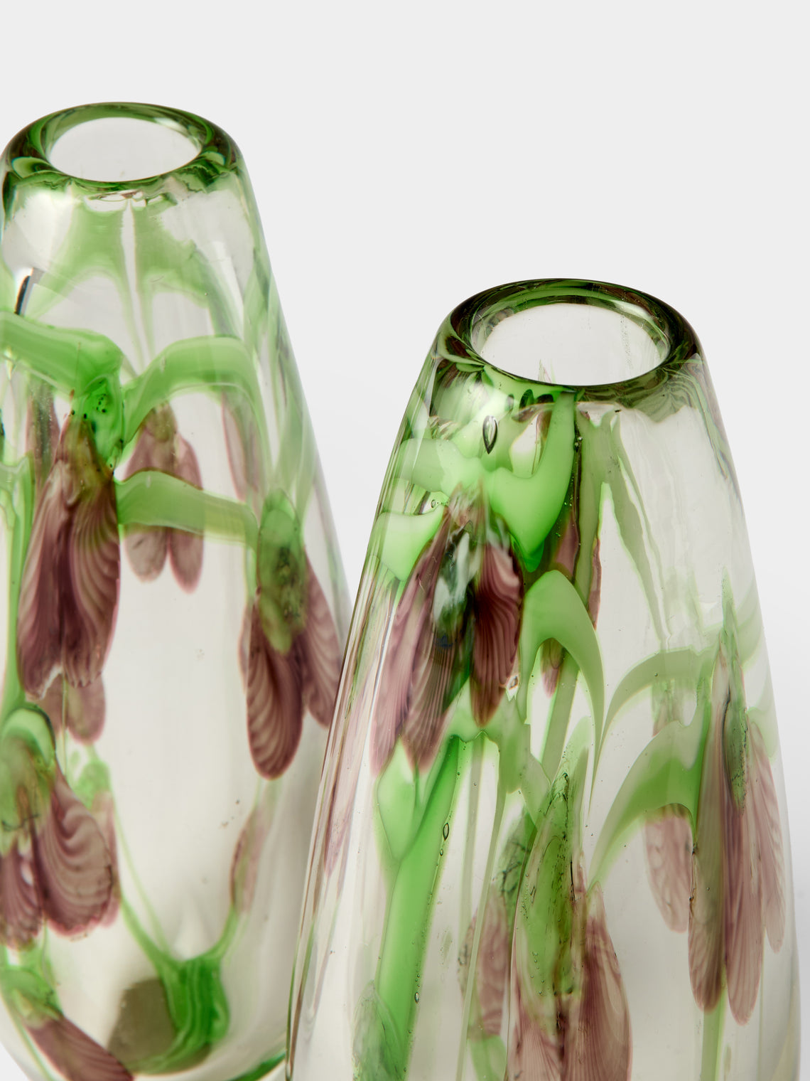 Antique and Vintage - Mid-Century Glass Bud Vases (Set of 2) - Green - ABASK