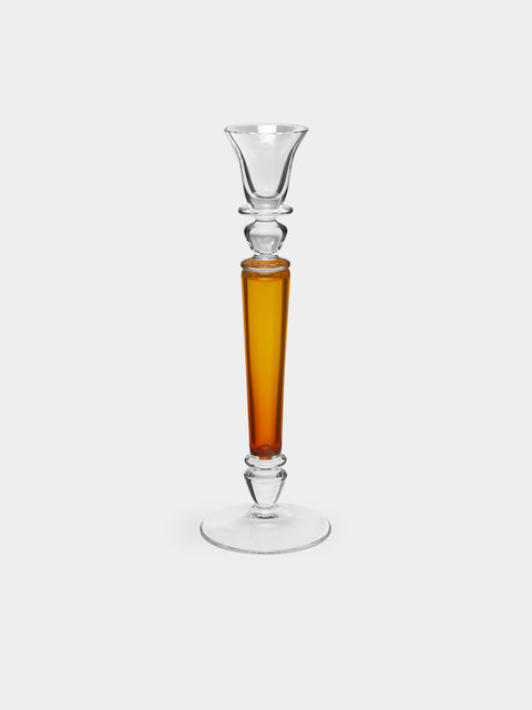 Theresienthal - Memphis Hand-Blown Crystal Candlestick (Set of 2) - Amber - ABASK- 