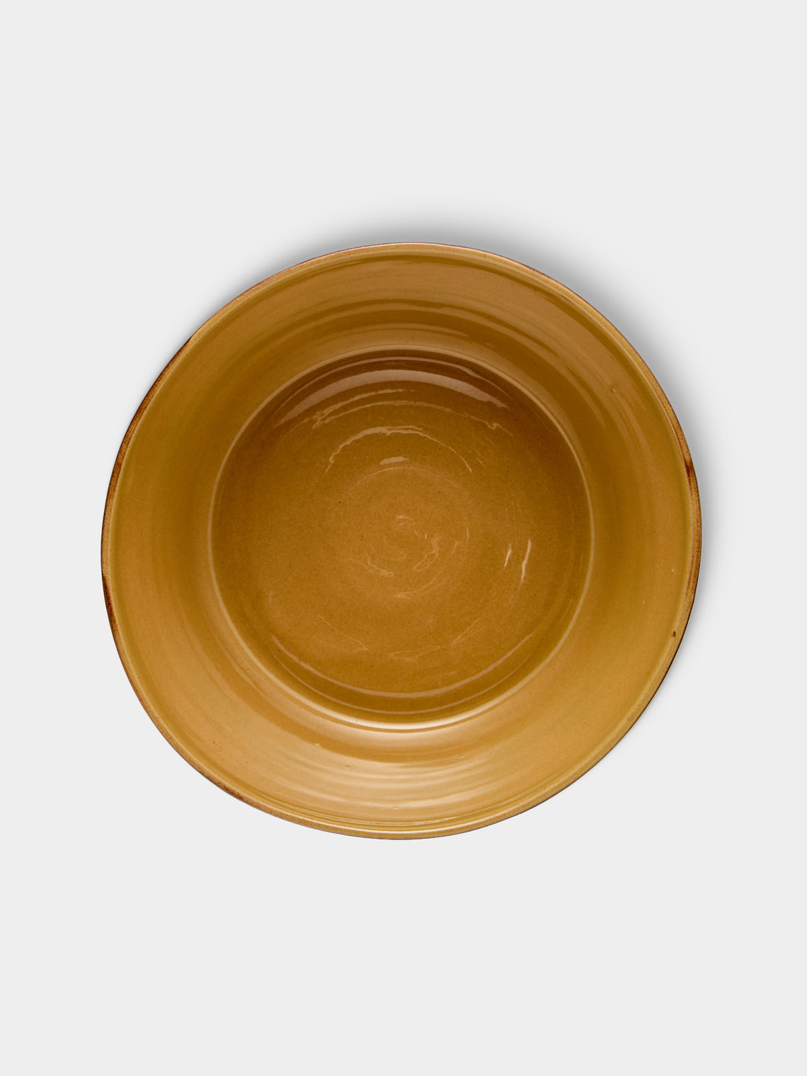 Poterie d’Évires - Flowers Hand-Painted Ceramic Small Handled Serving Bowl - Dark brown - ABASK