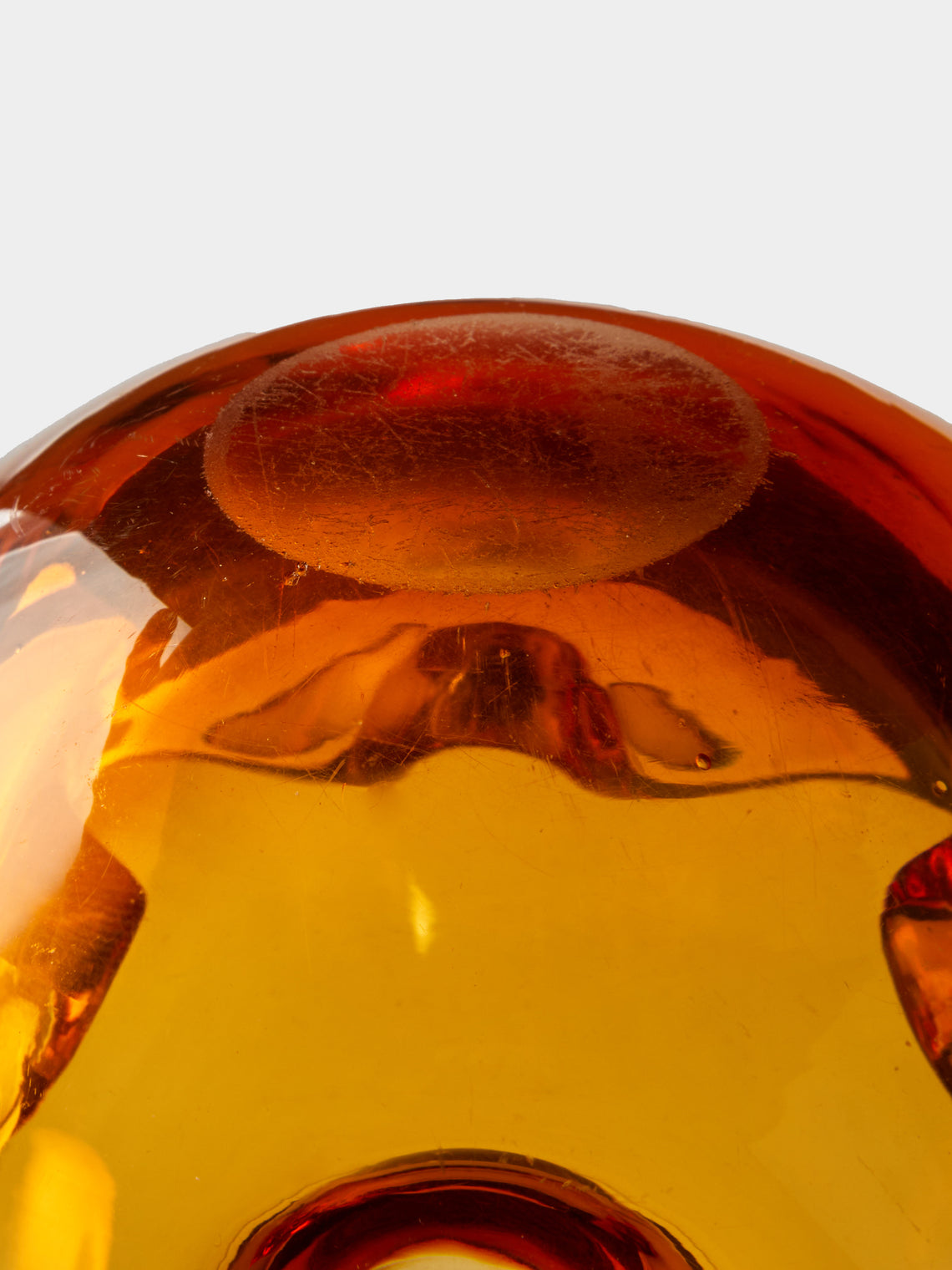 Antique and Vintage - Mid-Century Czech Glass Ashtray - Orange - ABASK