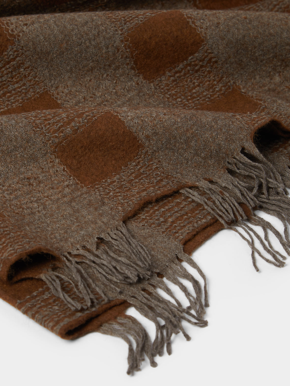 Norlha - Overfelt Husk Yak and Silk Throw (79in/2m) - Brown - ABASK