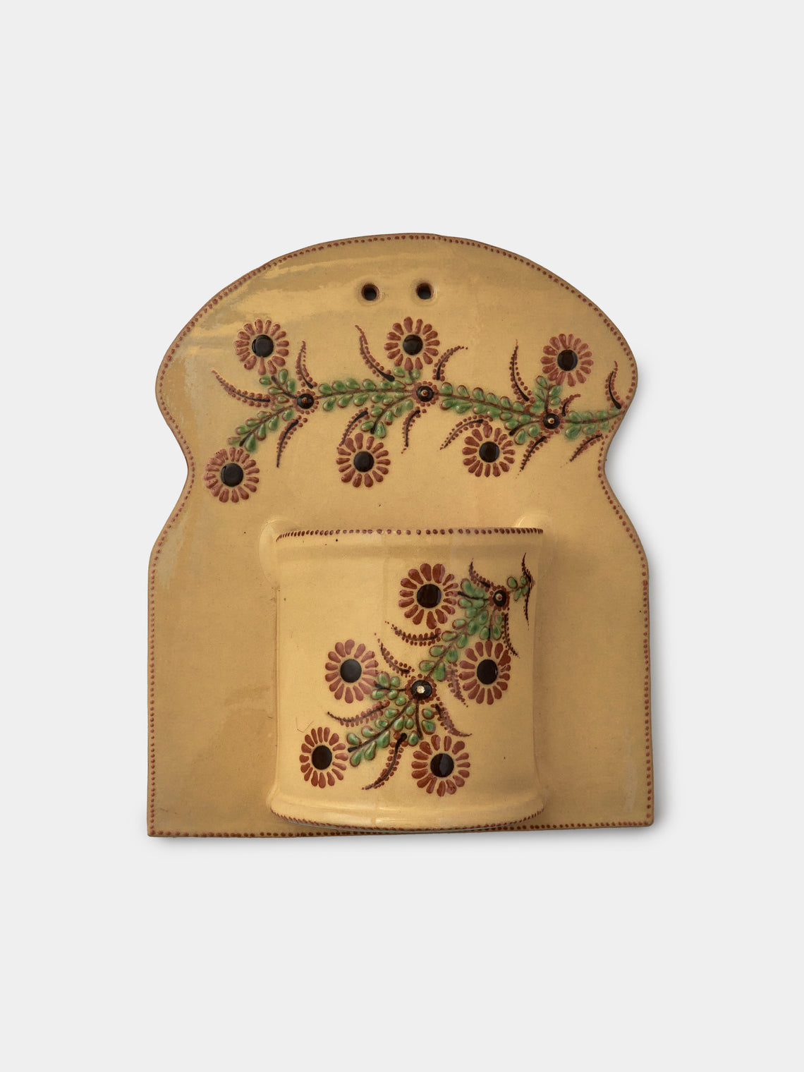 Poterie d’Évires - Flowers Hand-Painted Ceramic Single Utensil Holder - Cream - ABASK - 