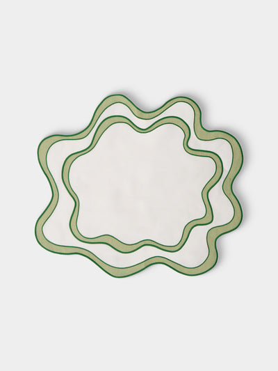 Cosima Swayze - | Set of 4 | x Los Encajeros Wave Linen Placemats - White - ABASK - 