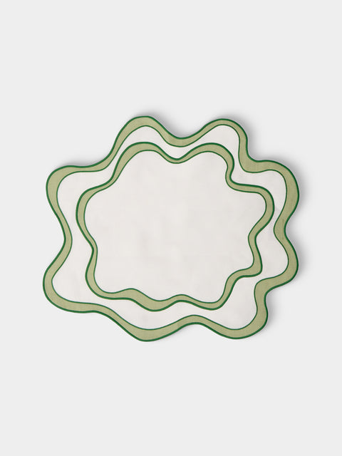 Cosima Swayze - | Set of 4 | x Los Encajeros Wave Linen Placemats - White - ABASK - 