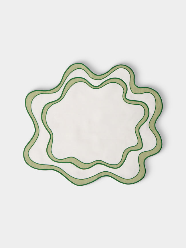 Cosima Swayze - | Set of 4 | x Los Encajeros Wave Linen Placemats - White - ABASK - 