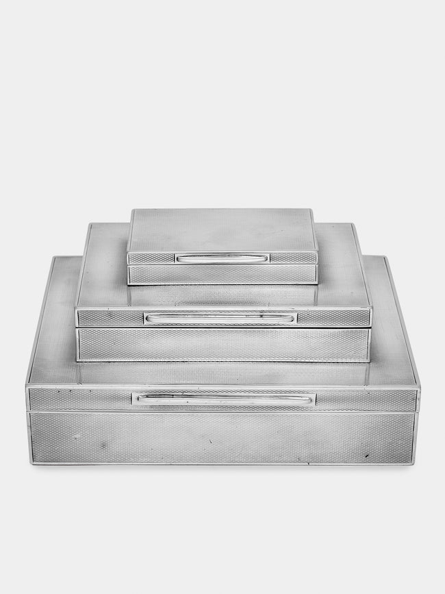 Antique and Vintage - 1950s Three-Tier Sterling Silver Cigar and Cigarette Box - Silver - ABASK