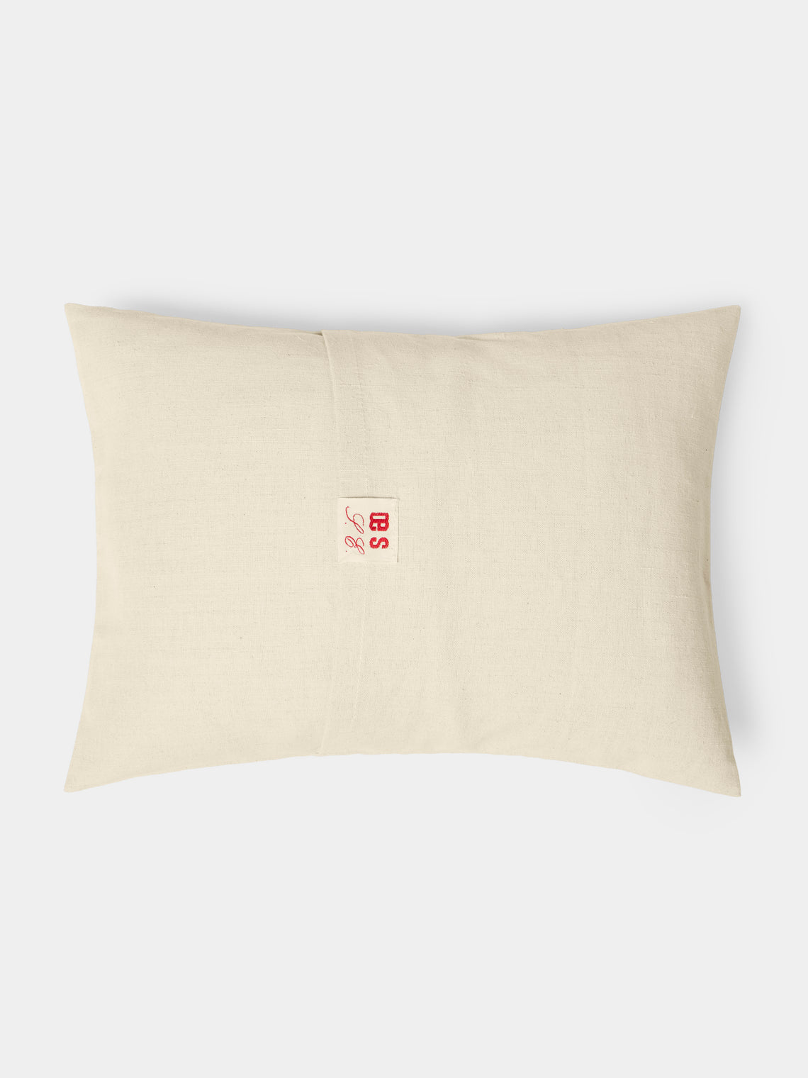 Oeuvres Sensibles - Fruit Bowl Hand-Embroidered Cotton and Hemp Linen Cushion (15.5in/40cm) - Cream - ABASK