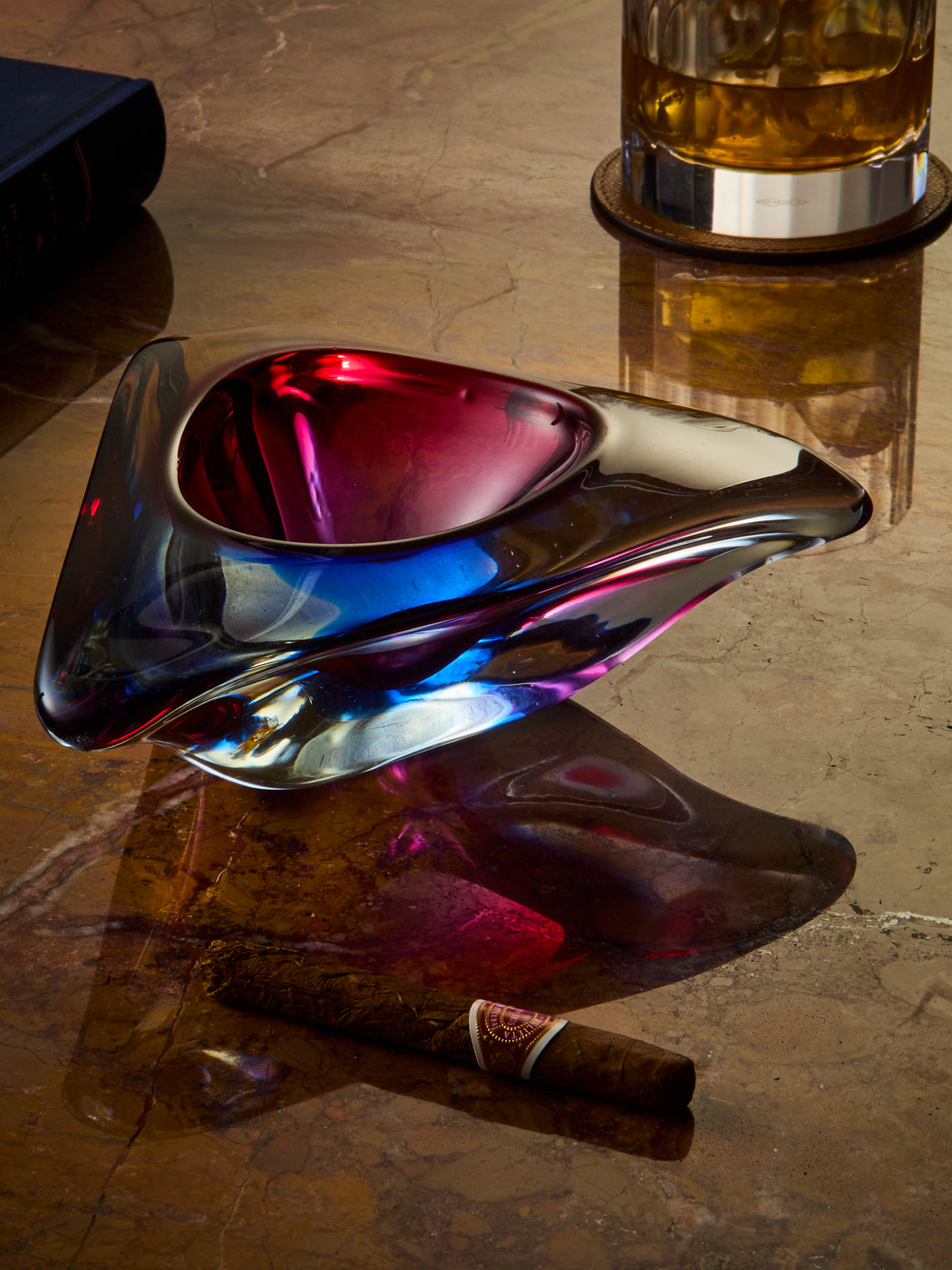 Antique and Vintage - Mid-Century Murano Glass Ashtray - Purple - ABASK