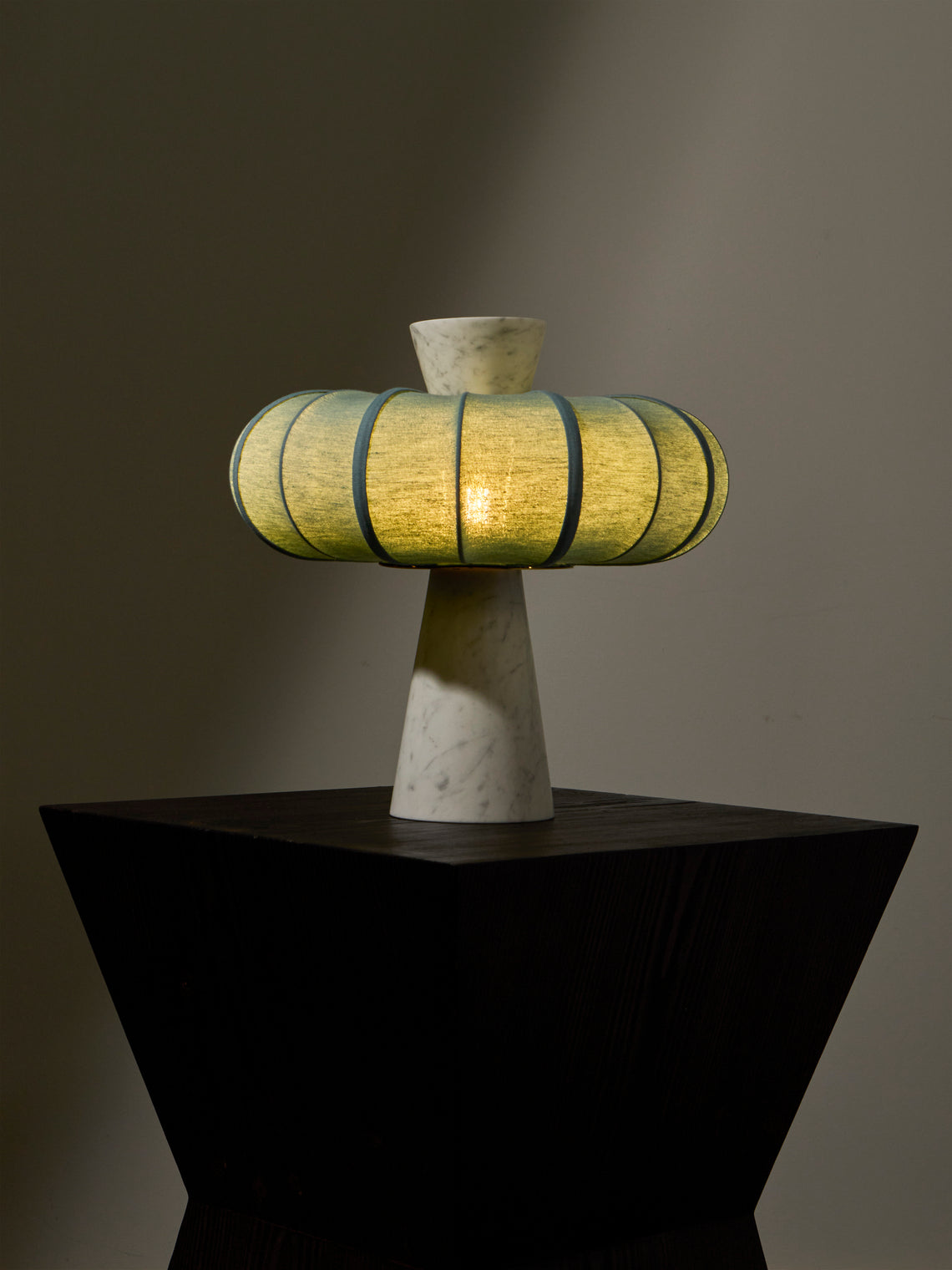 Zavadski - Andorra Art Deco Stone and Fabric Table Lamp - Ivory - ABASK