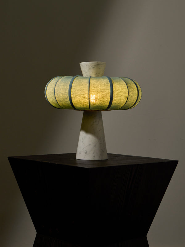 Zavadski - Andorra Art Deco Stone and Fabric Table Lamp - Ivory - ABASK