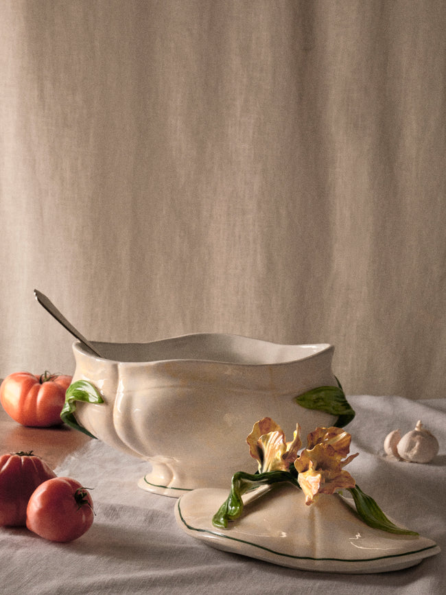 Fioravola - Tulips Hand-Painted Ceramic Tureen - White - ABASK