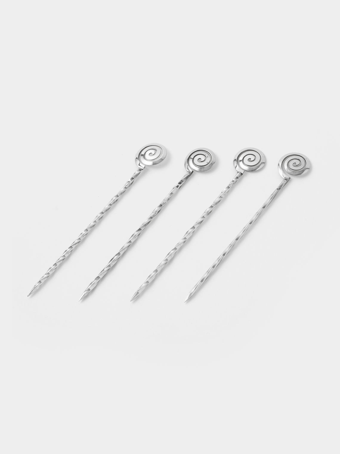 Tavares 1922 - | Set of 4 | Spiral Silver Cocktail Picks - Silver - ABASK