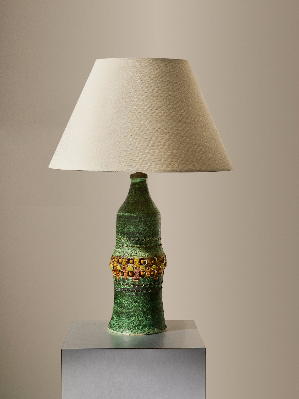 Antique and Vintage - 1960s Georges Pelletier Ceramic Table Lamp Base - Green - ABASK