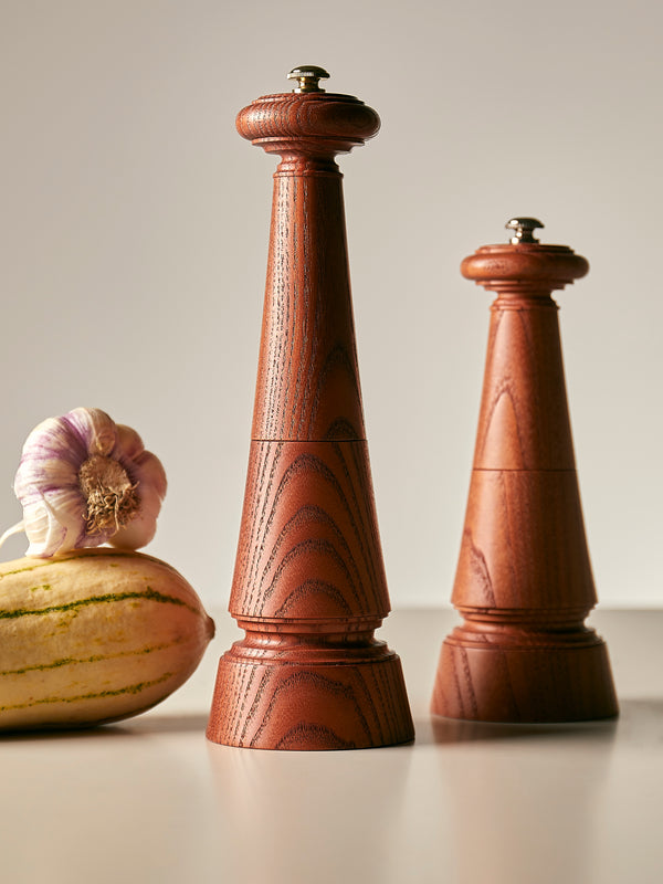 Yamani Woodworks - Hand-Turned Wood Pepper Mill (9in/23cm) - Brown - ABASK
