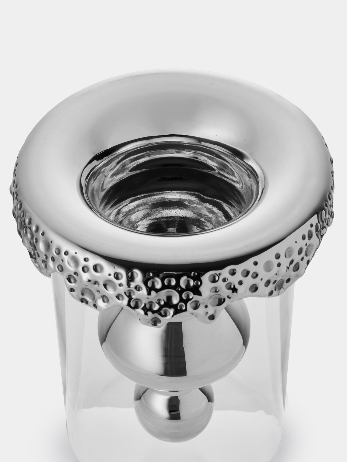 San Lorenzo - 1997 Afra and Tobia Scarpa Pure Silver and Glass Vase (8in/20.5cm) - Silver - ABASK