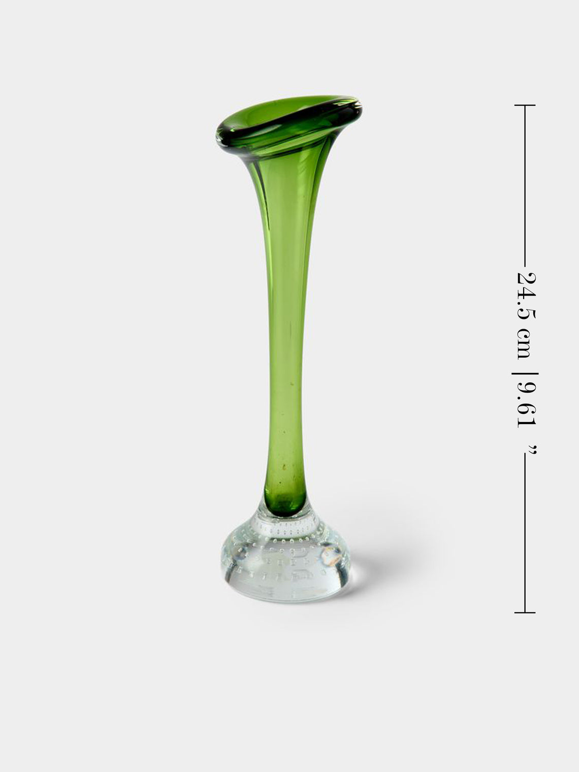 Antique and Vintage - Mid-Century Crystal Bud Vases  – 9in/23cm (Set of 3) - Green - ABASK