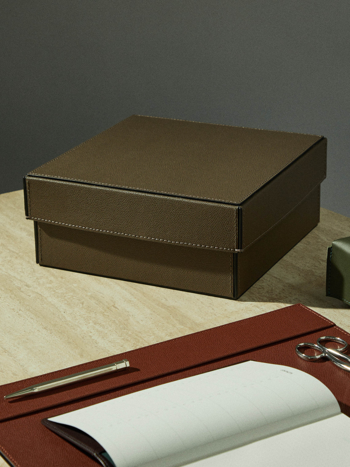 Giobagnara - Marea Leather Large Lidded Box - Brown - ABASK
