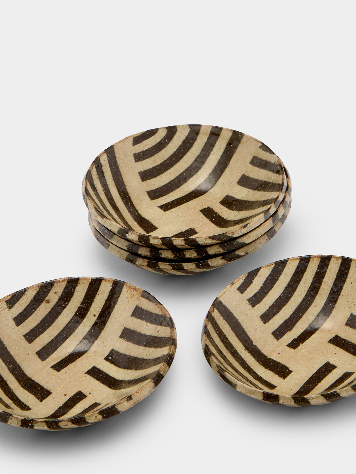 Makidani-gama - Nerikomi Ceramic Small Oval Bowls (Set of 5) - Multiple - ABASK