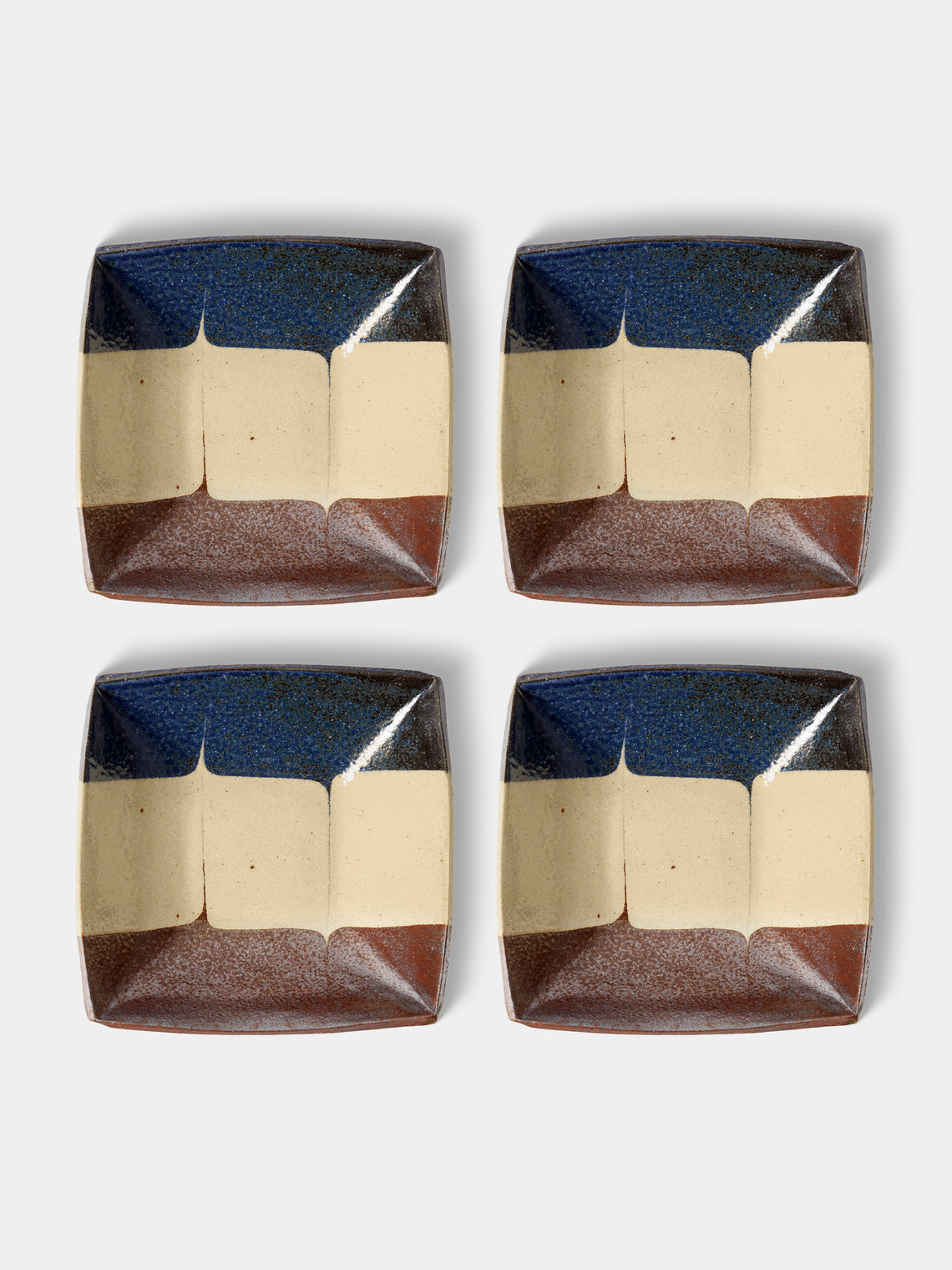 Makidani-gama - No. 1 Nerikomi Ceramic Square Bowls (Set of 4) - Multiple - ABASK
