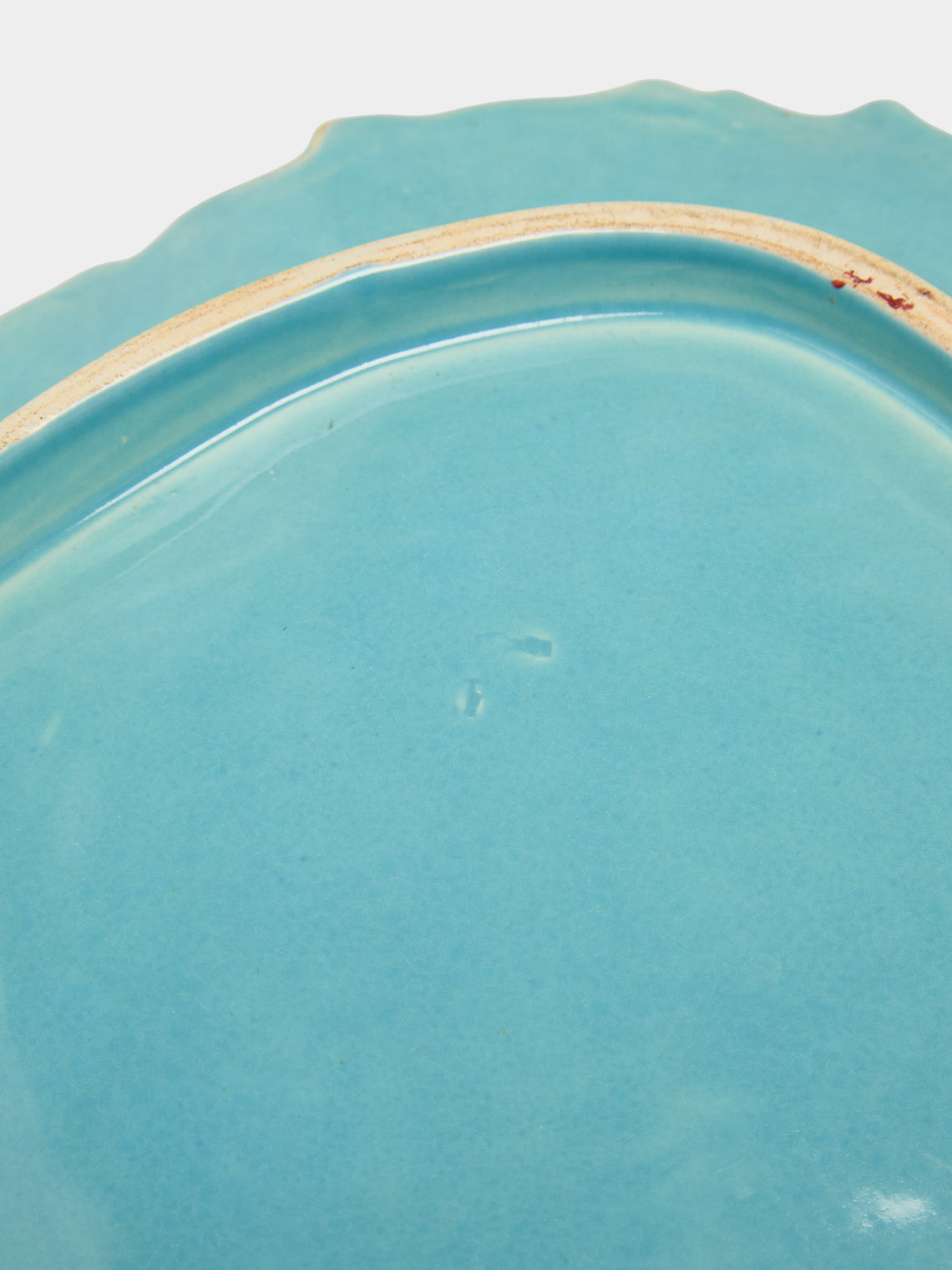 Antique and Vintage - Mid-Century Majolica Ceramic Asparagus Serving Plate (14.5in/37cm) - Light Blue - ABASK