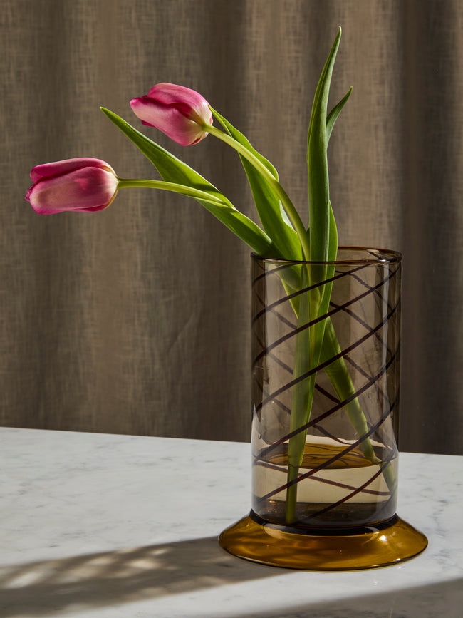 Antique and Vintage - 1982 Brigitta Karrlson for Venini Upsala Glass Vase (8in/20cm) - Brown - ABASK