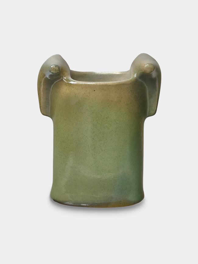 Ruth King - Hand-Built Ceramic Vase (9.5in/24cm) - Green - ABASK - 