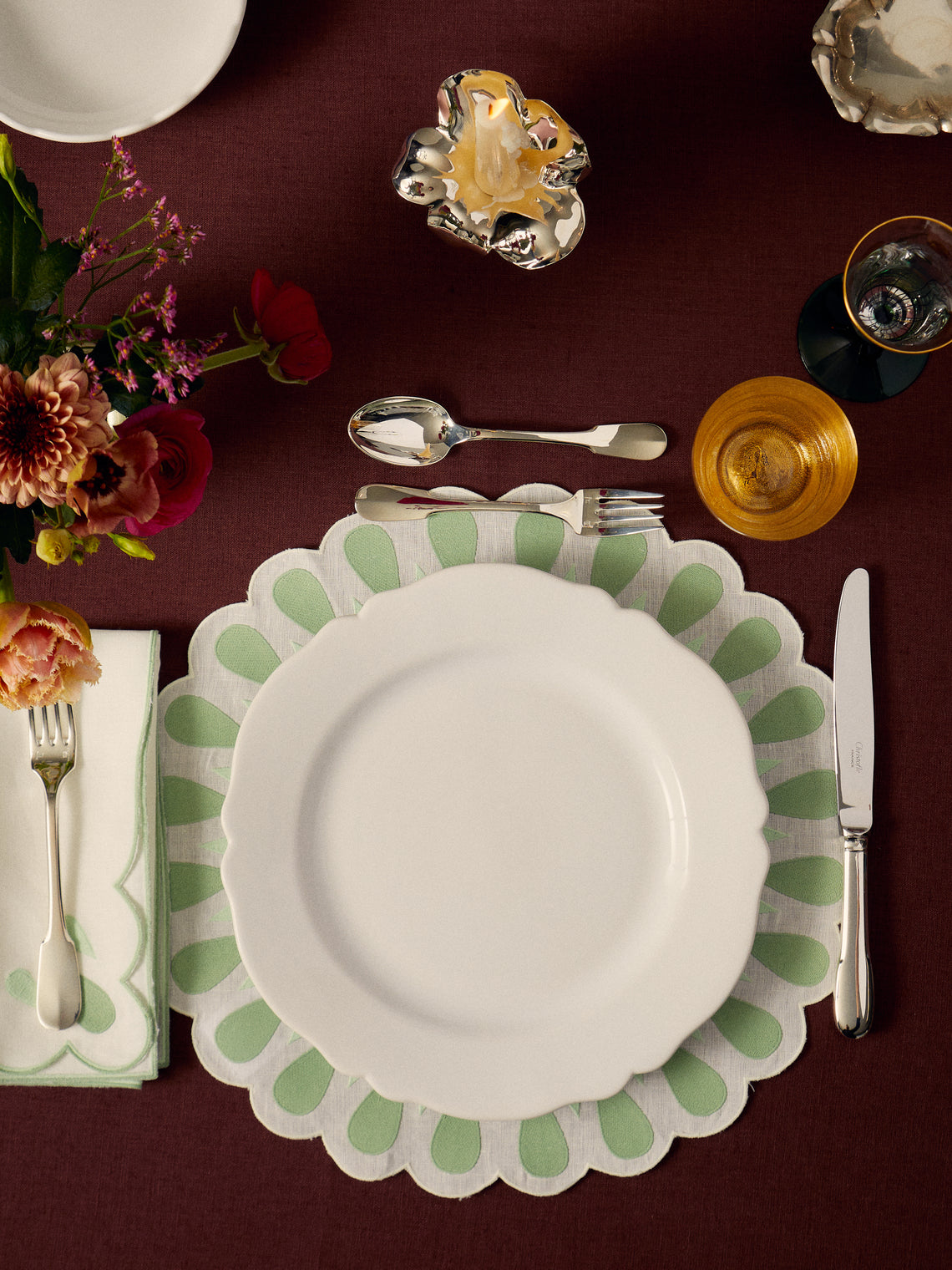 Bourg Joly Malicorne - Festons Ceramic Dinner Plate -  - ABASK