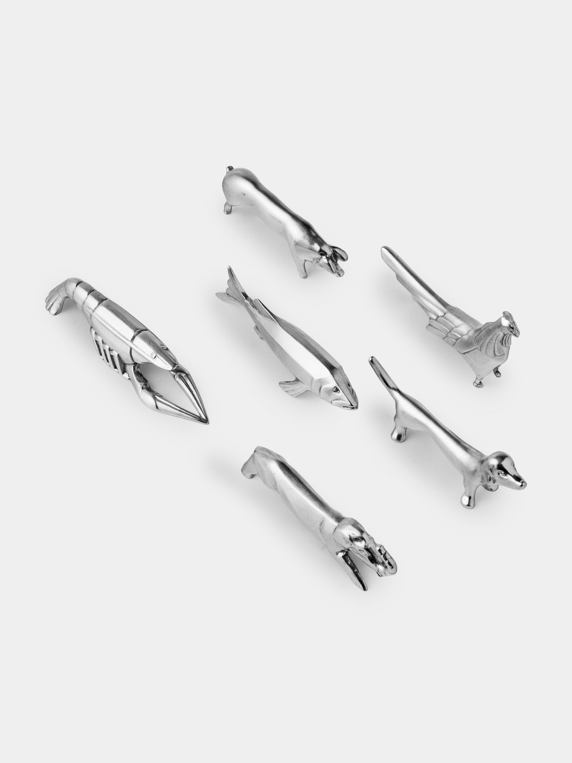 Cosi Tabellini - Animal Pewter Knife Rests (Set of 6) - Silver - ABASK