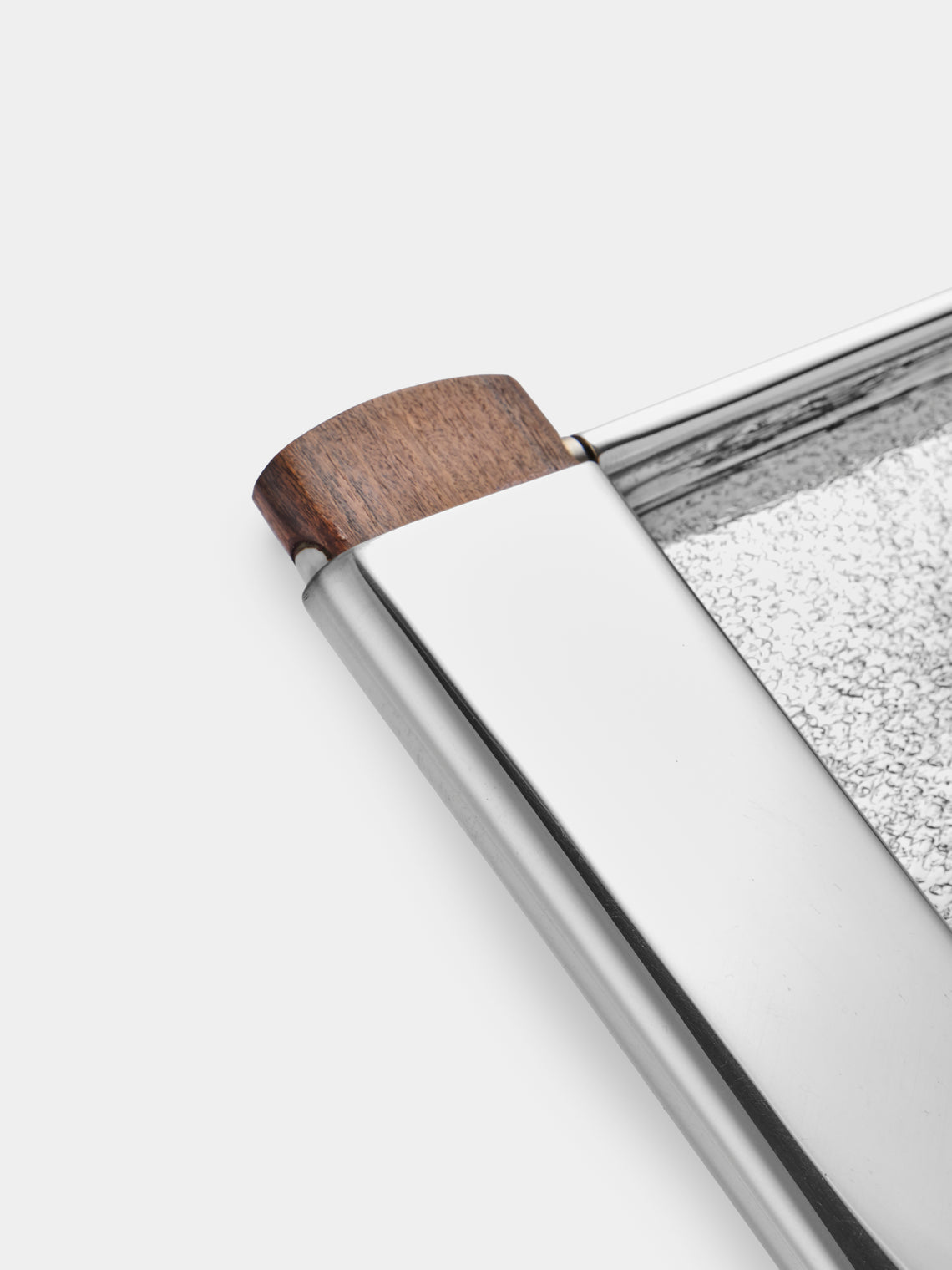 San Lorenzo - 1988 Afra and Tobia Scarpa Engraved Sterling Silver and Wood Tray (12in/31cm) - Silver - ABASK