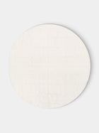 Volga Linen - Double Hem-Stitch Linen Check Round Tablecloth (110in/2.8m) - Ivory - ABASK - 