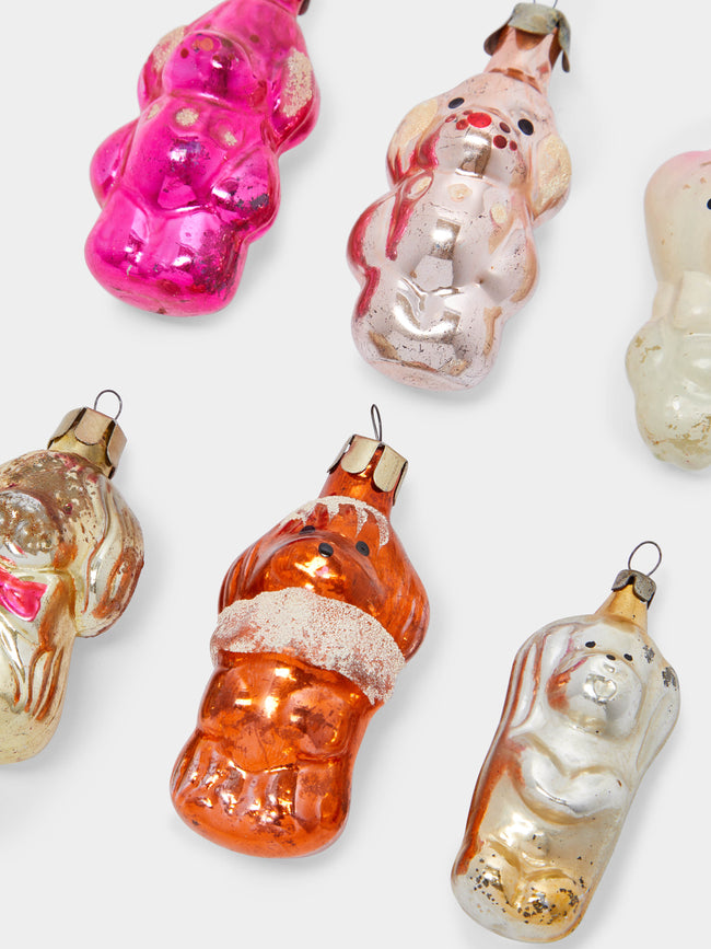 Antique and Vintage - 1950s-1960s Vintage Dogs Glass Tree Decorations (Set of 6) -  - ABASK