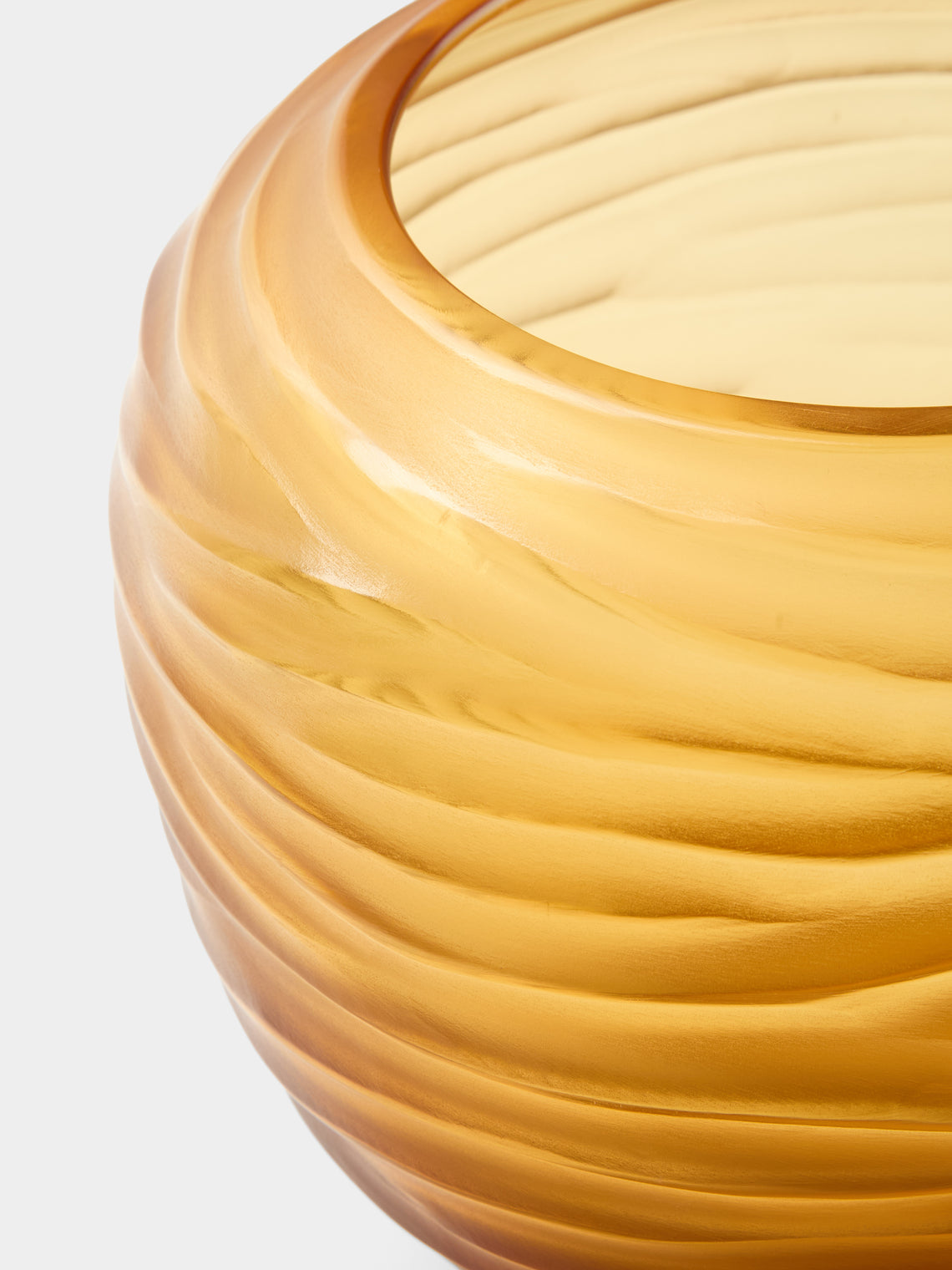 Micheluzzi Glass - Goccia Ambra Onde Hand-Blown Murano Glass Vase (8in/20cm) - Yellow - ABASK
