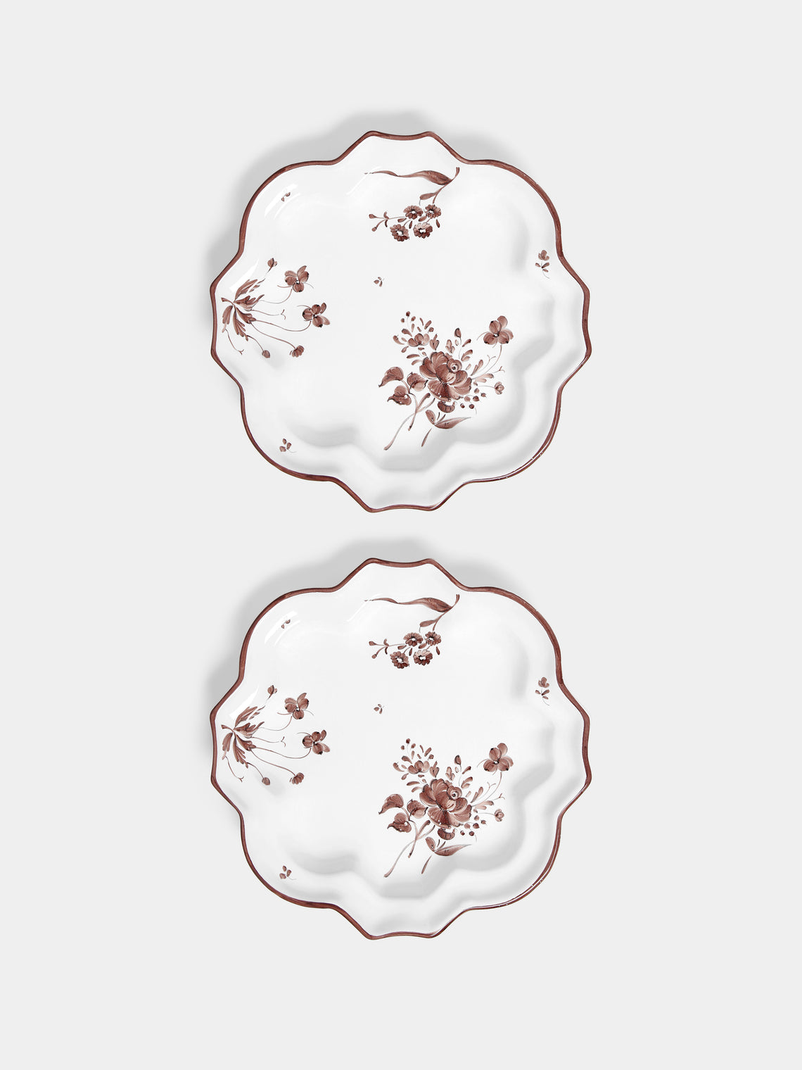 Z.d.G - Camaïeu Drageoir Hand-Painted Ceramic Salad / Dessert Plates – 8in/21cm (Set of 2) - White - ABASK