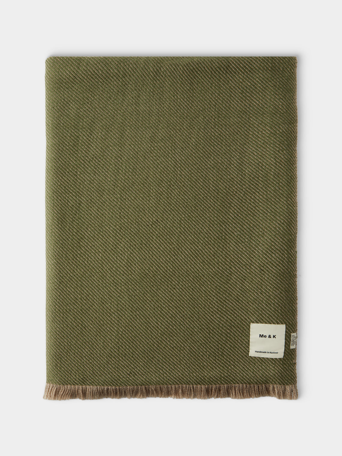 Me & K - Reversible Merino Wool and Cashmere King-Size Blanket (106in/2.7m) - Green - ABASK