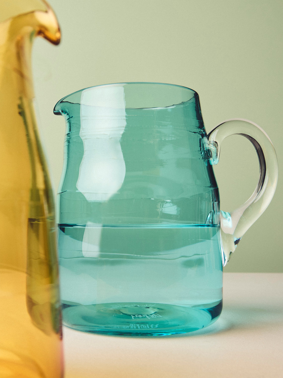 Michael Ruh Studio - Coastal Interface Hand-Blown Glass Pitcher - Blue - ABASK