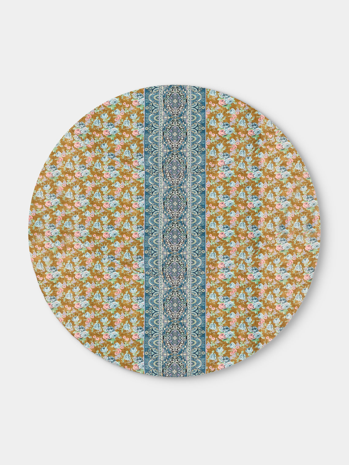 D'Ascoli - Marley Printed Linen Round Tablecloth (118in/3m) - Multiple - ABASK - 