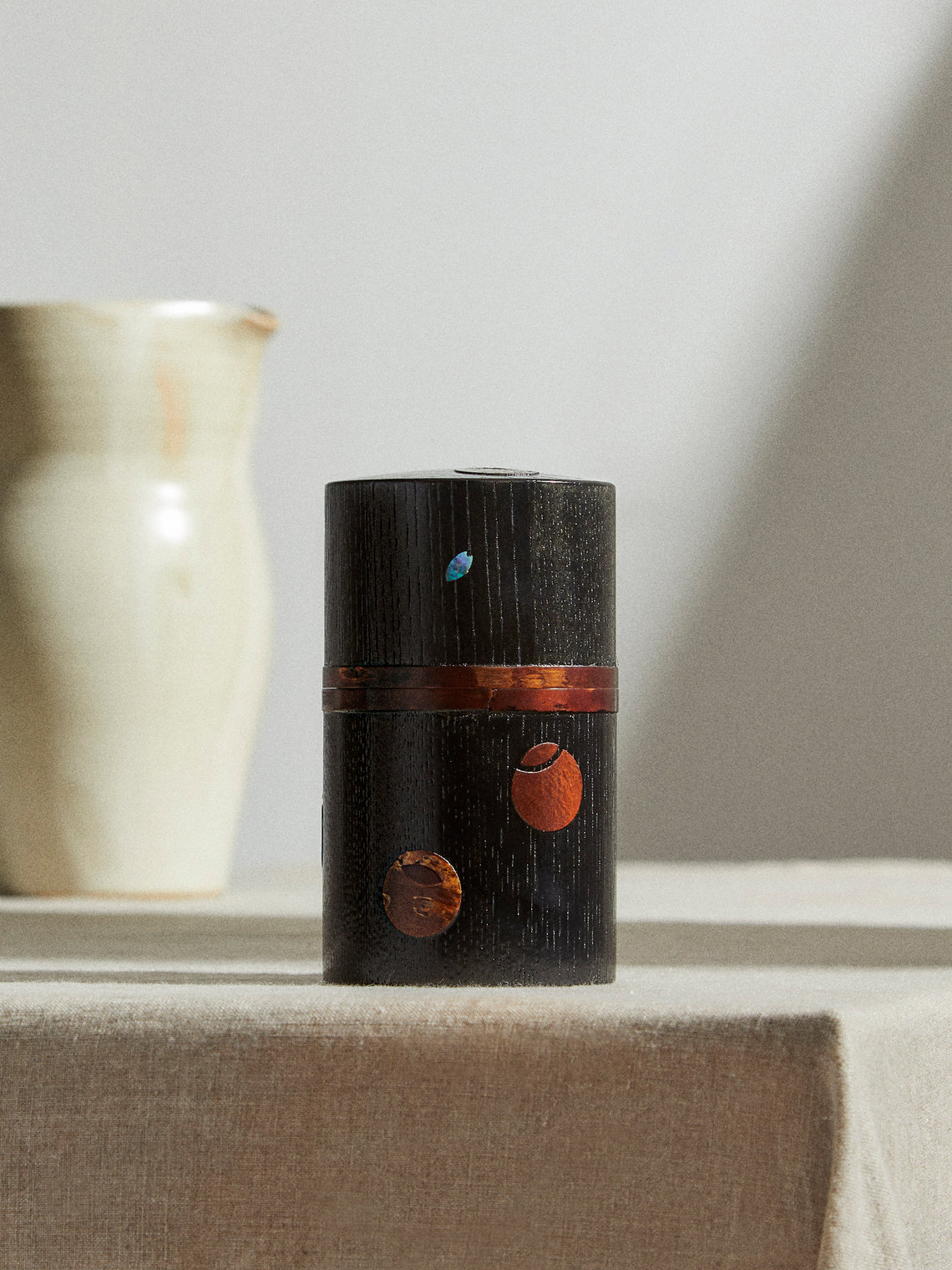 Denshiro - Urasenke Cherry Bark Tea Canister - Black - ABASK