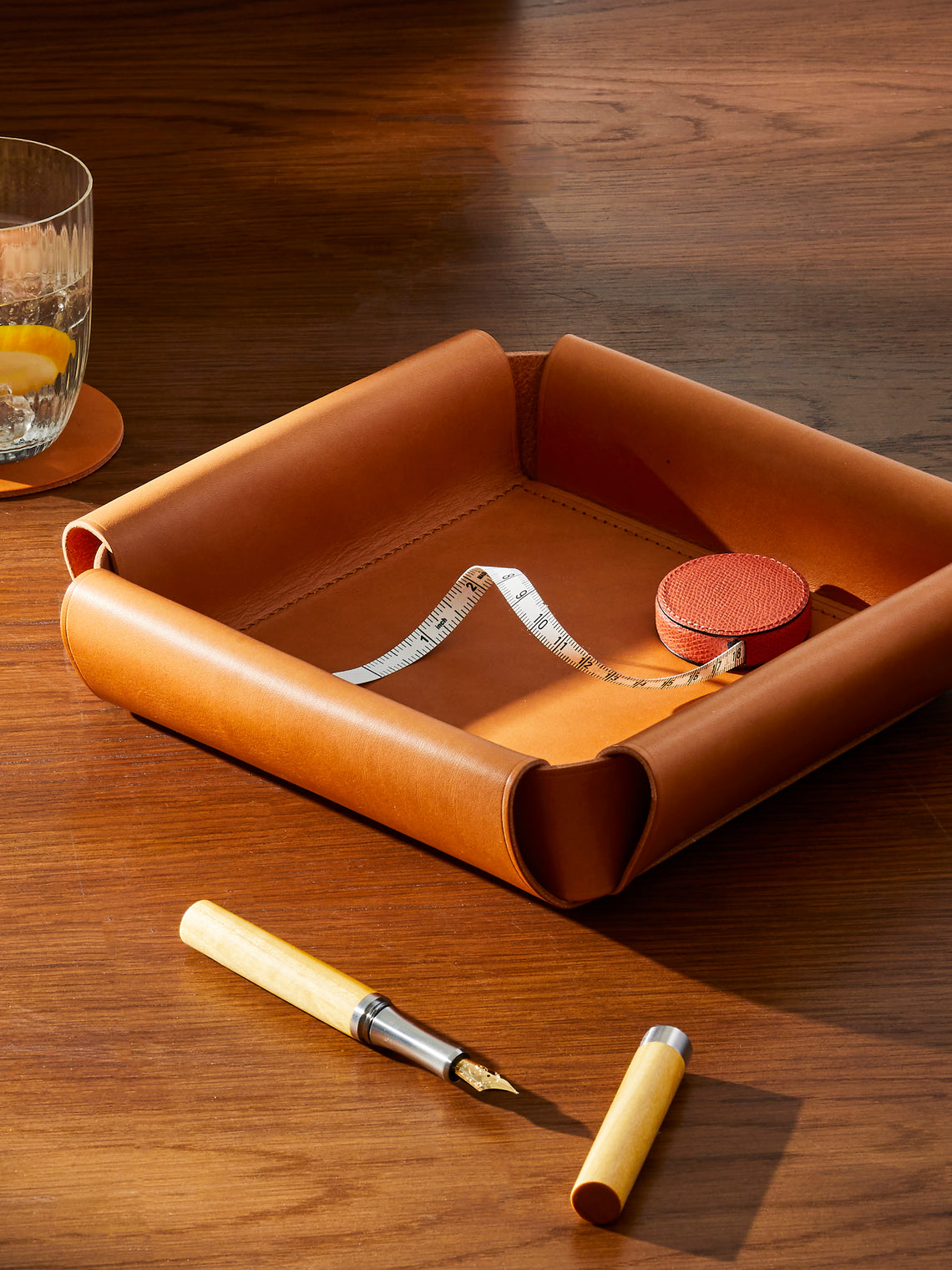 Otzi Studio - Assembly Leather Valet Tray (10in/26cm) - Tan - ABASK