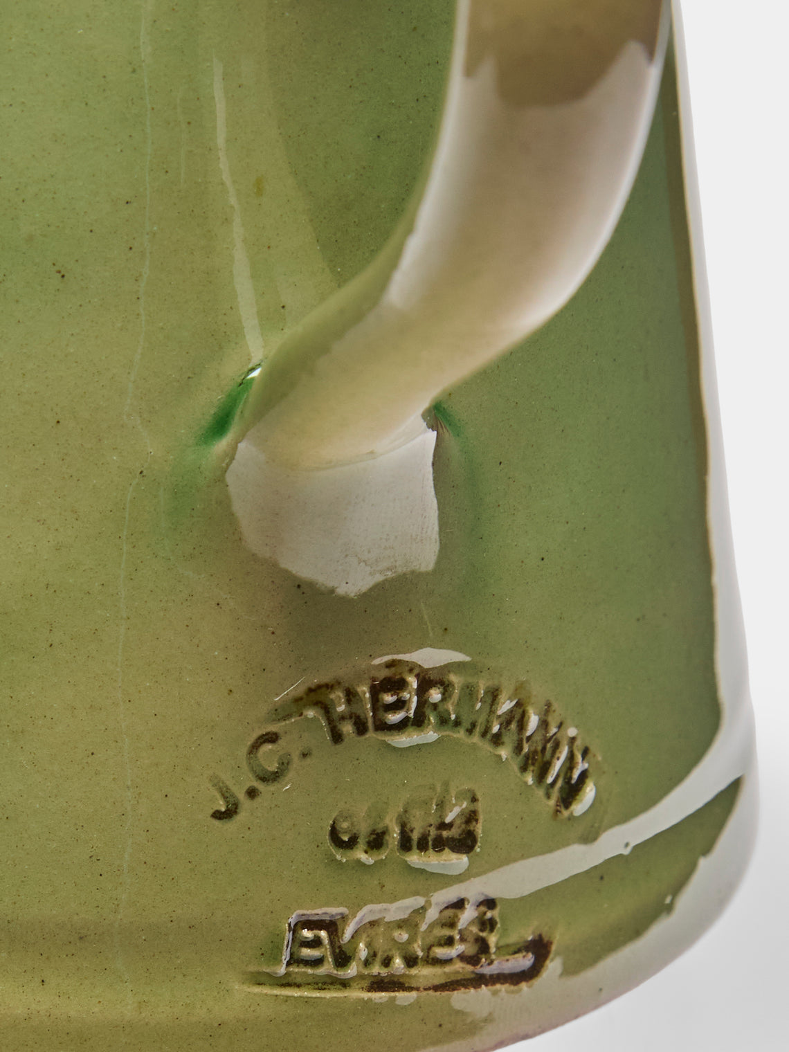 Poterie d’Évires - Stags Hand-Painted Ceramic Petite Milk Jug - Green - ABASK