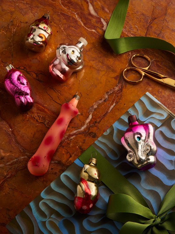 Antique and Vintage - 1950s-1960s Circus Glass Tree Decorations (Set of 6) -  - ABASK