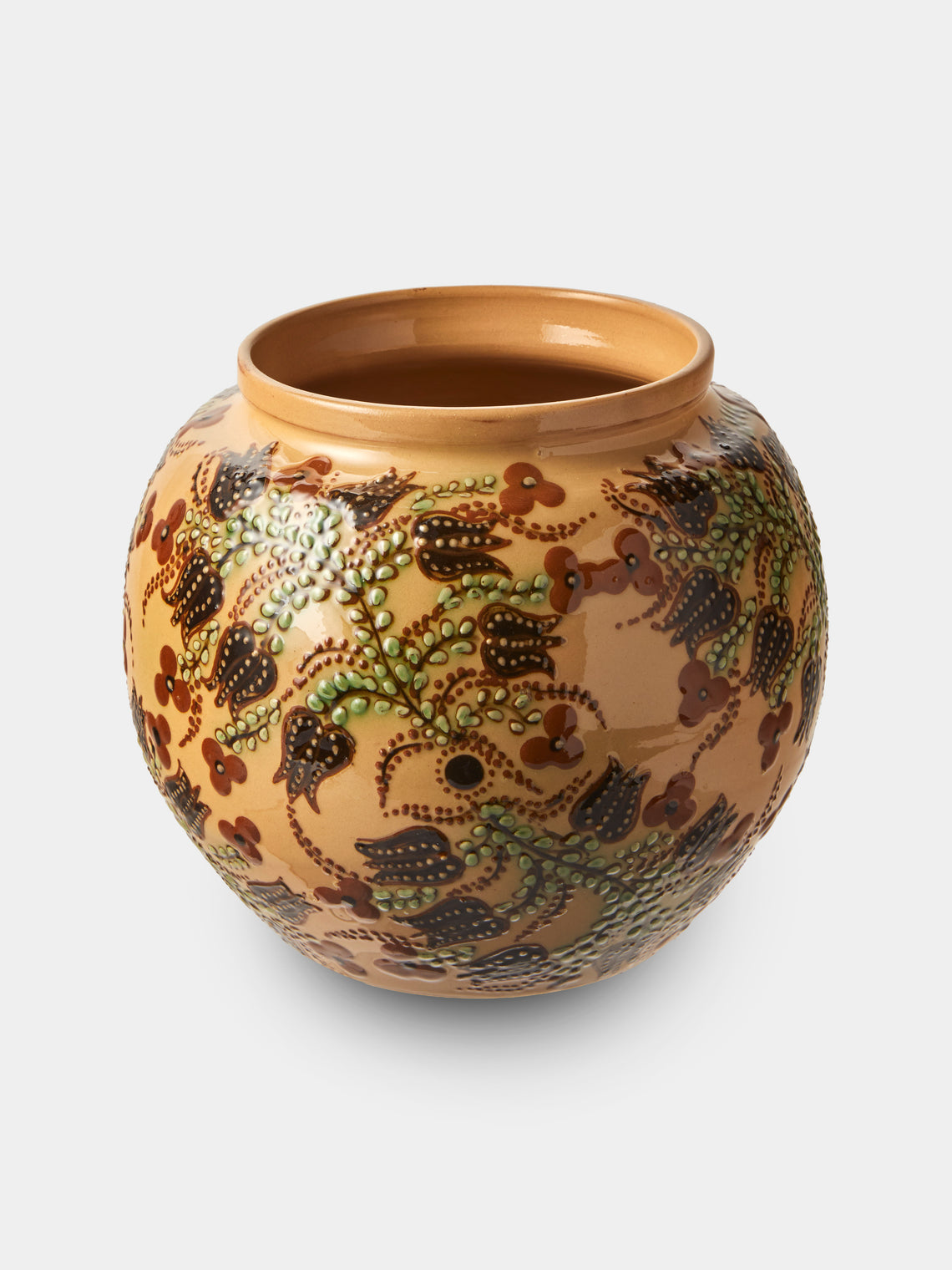 Poterie d’Évires - Flowers Hand-Painted Ceramic Vase (7in/18cm) - Cream - ABASK - 