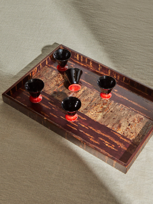 Denshiro - Cherry Bark High-Edge Serving Tray (8in/20cm) - Brown - ABASK