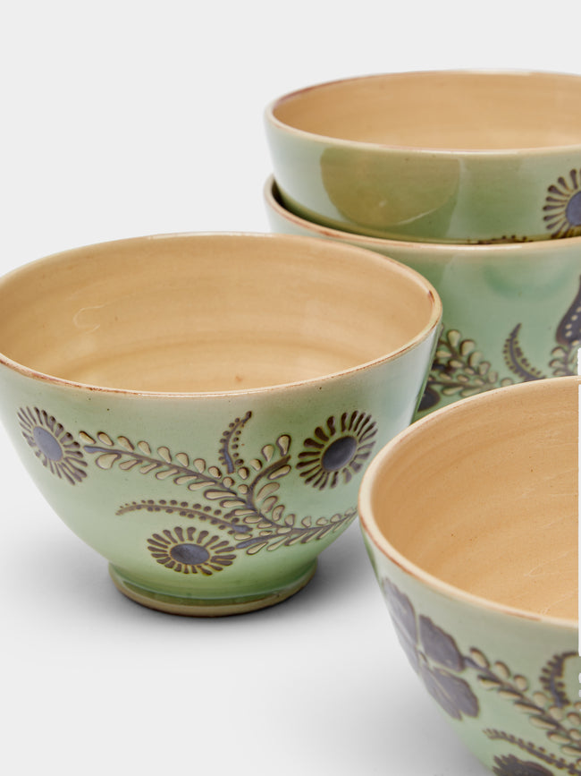 Poterie d’Évires - Flowers Hand-Painted Ceramic Cereal Bowls (Set of 6) -  - ABASK