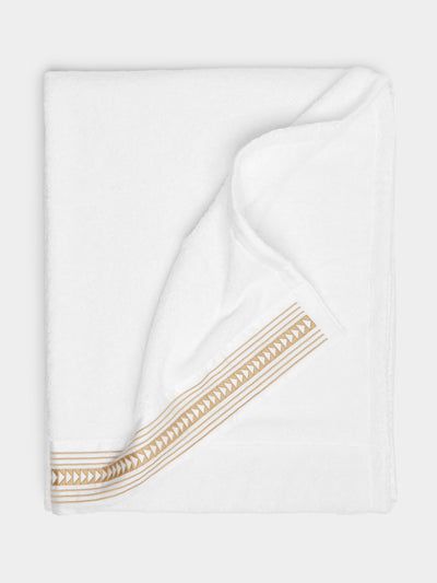 Loretta Caponi - Arrows Embroidered Cotton Bath Sheet -  - ABASK - 
