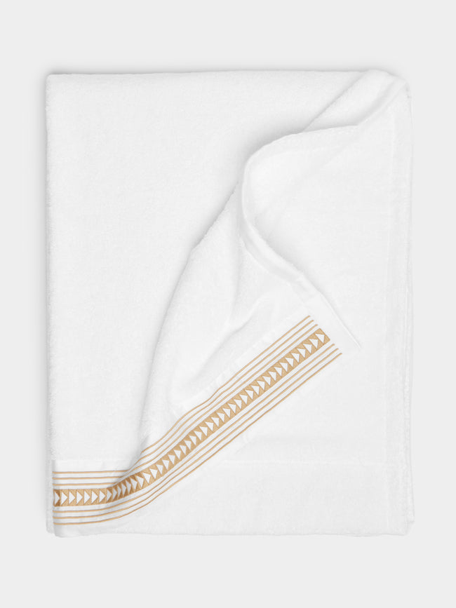 Loretta Caponi - Arrows Embroidered Cotton Bath Sheet -  - ABASK - 