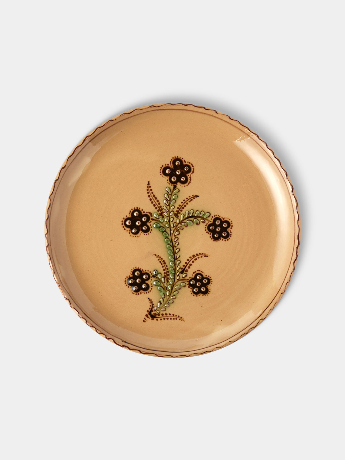 Poterie d’Évires - Flowers Hand-Painted Ceramic Plates – 9.5in/24cm (Set of 8) - Cream - ABASK